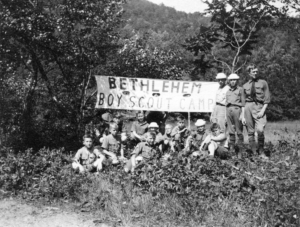 Boy Scouts at Tents at Camp Minsi at the Delaware Water Gap